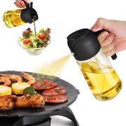 Olio per Cucina, 2-in-1 Fiala Olio, 470ml, Sicuro per l'Alimentazione, Per Spruzzare e Versare Olio, Fiala Olio per Cottura, Frittura, Grilling e Insalata