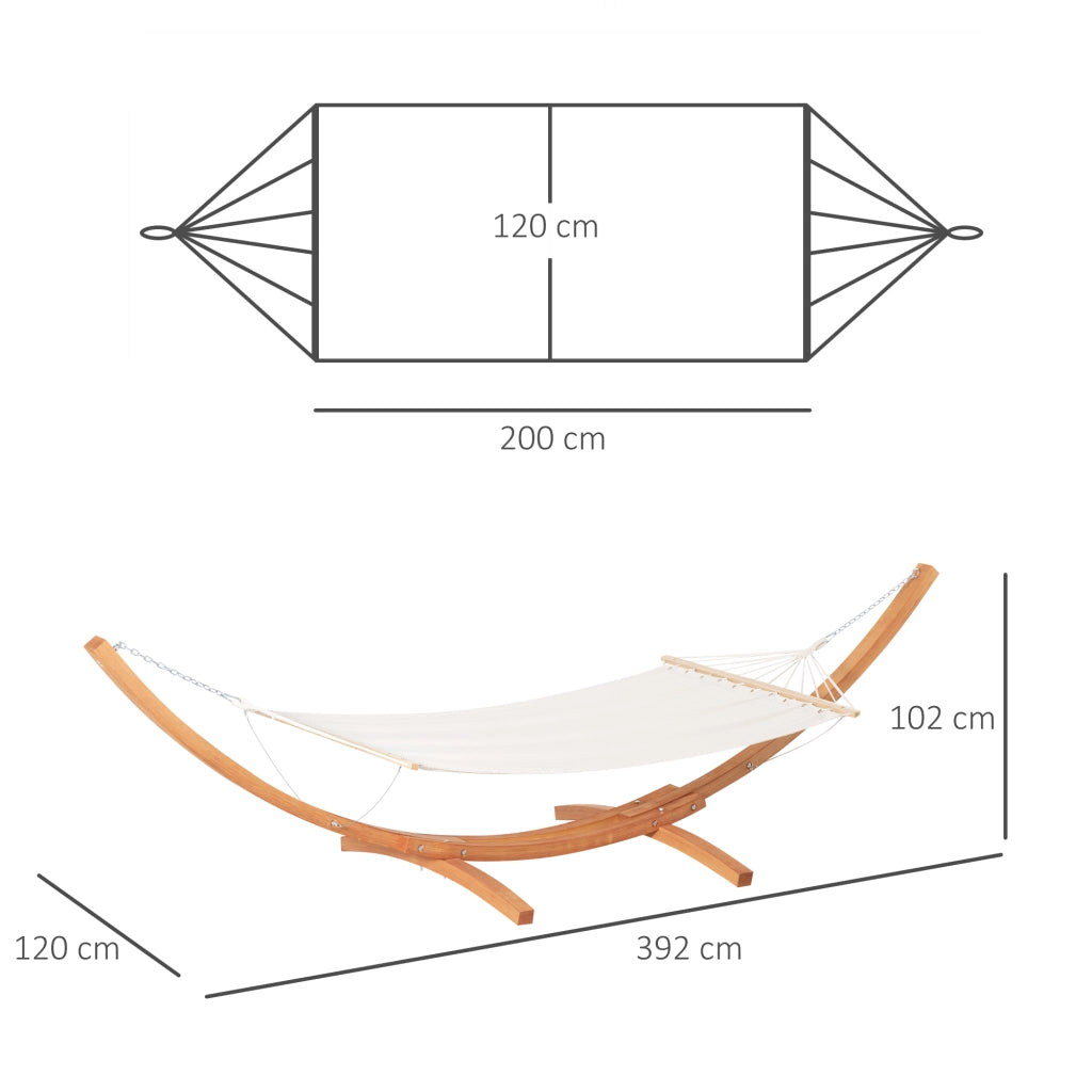 Amaca da Giardino con Supporto Legno e Cotone ¨C zephmum ¨C Bianca 392x120x102cm