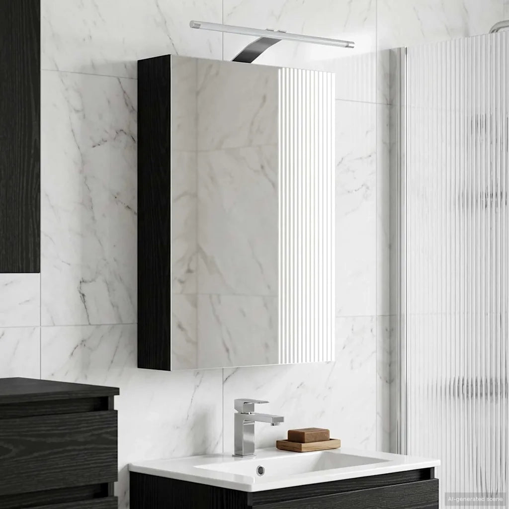Mobiletto per specchio da bagno Rovere Nero 40 x 10,5 x 60,5 cm