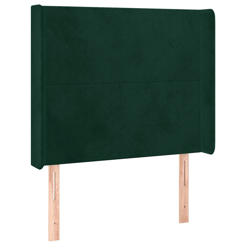 Letto a Molle con Materasso e LED Verde Scuro 90x200cm Velluto 3139424
