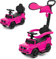 Auto a Spinta per Bambini, Macchina Cavalcabile a Spinta con Tettuccio Regolabile Maniglia per Genitori Paracolpi, Ideale per Bambini 12-36 Mesi (Rosa)