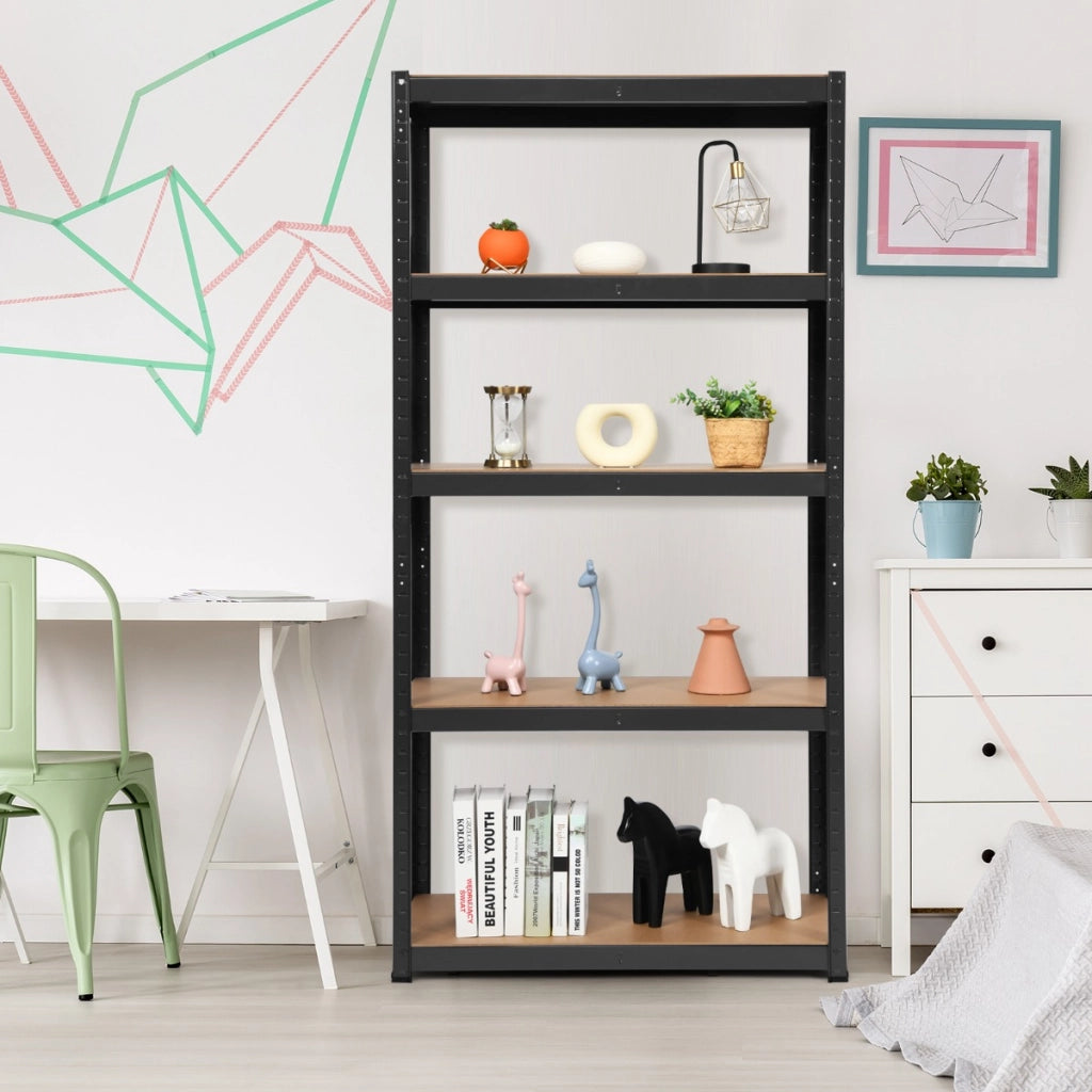 Scaffale con 5 livelli salva spazio-Organizer con struttura in acciaio resistente portata 875kg 40x90x180cm Nero