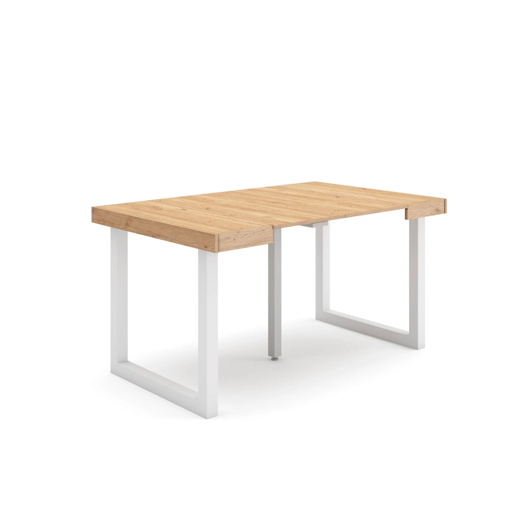 Consolle allungabile, 58 fino 140x90x73cm, Per 6 persone, Gambe in legno, colore Rovere RF2693