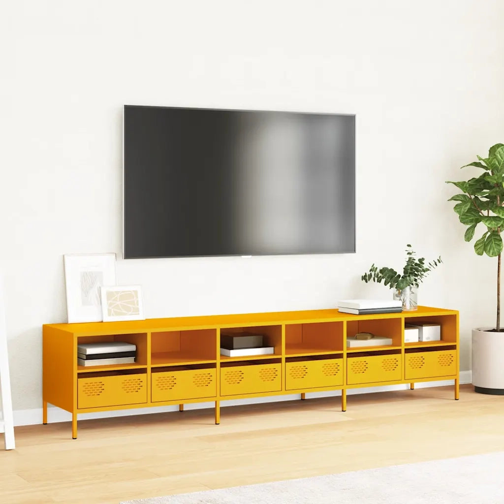 Mobile TV Giallo Senape 202x39x43,5cm Acciaio Laminato a Freddo 3307158