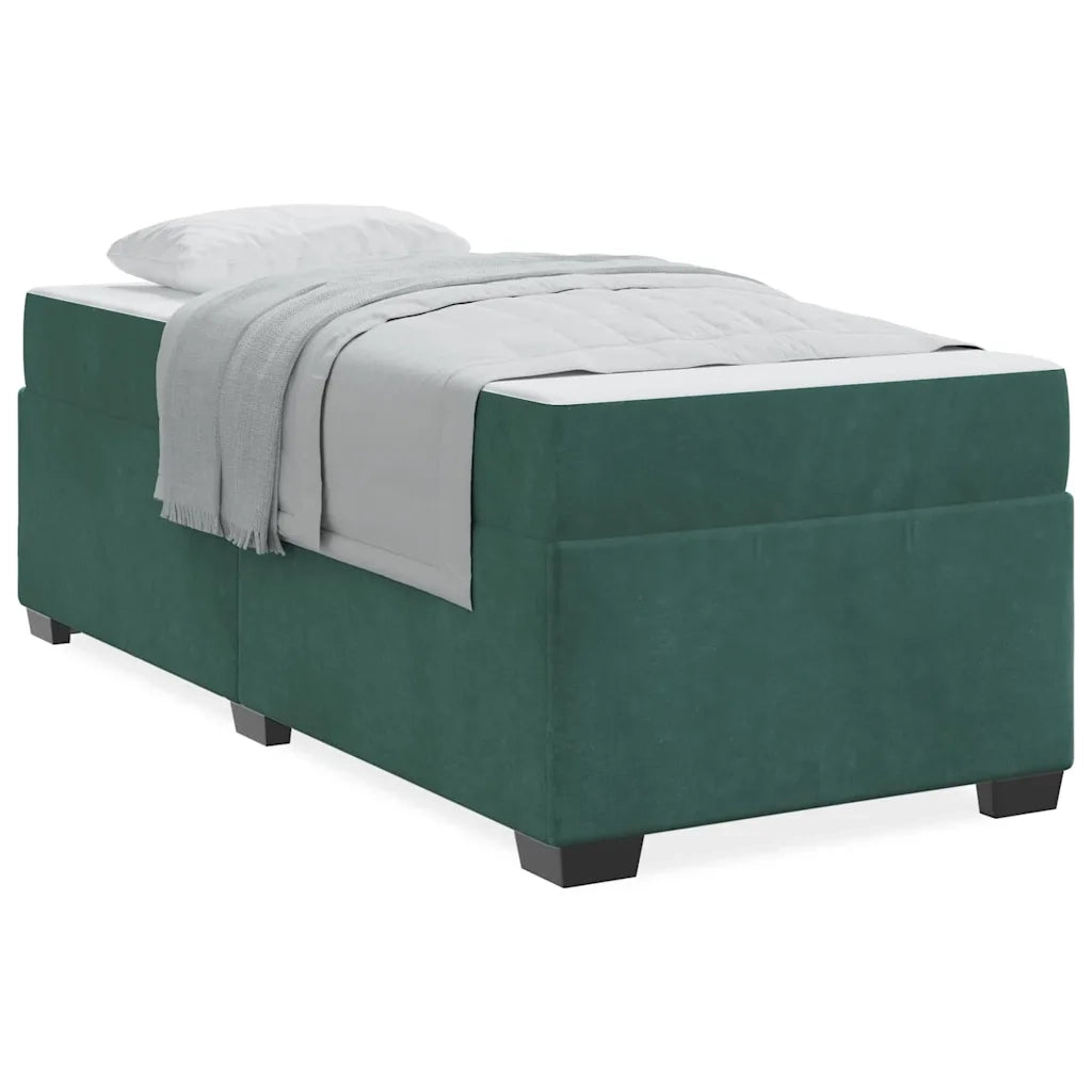 vidaXL Struttura letto con materasso Verde scuro 90 x 190 cm Velluto