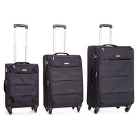Set 3 Valigie Trolley Morbide in Poliestere 4 Ruote TSA Ravizzoni Ambra Nero