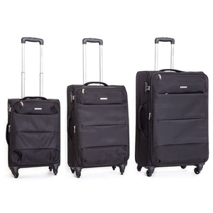 Set 3 Valigie Trolley Morbide in Poliestere 4 Ruote TSA Ravizzoni Ambra Nero