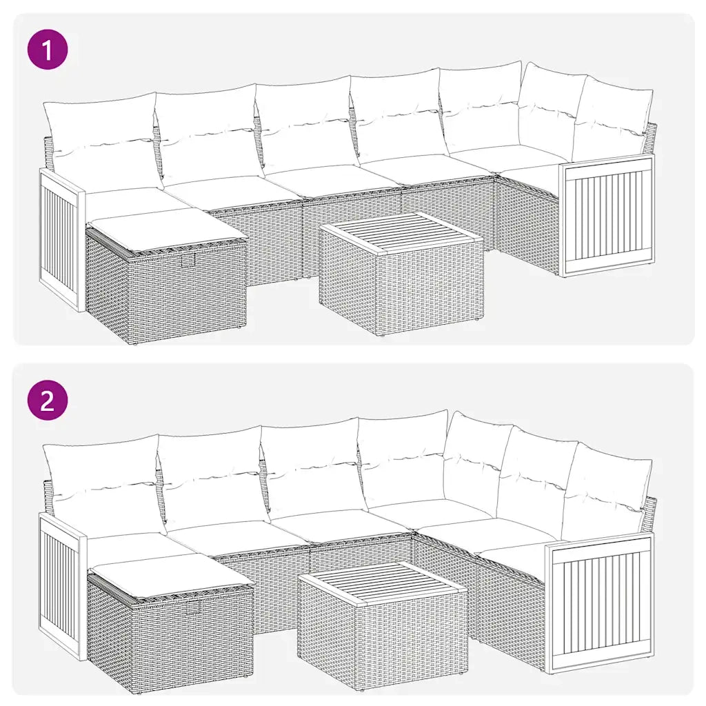 Set Divano da Giardino 8 pz con Cuscini Grigio in Polyrattan 3326051