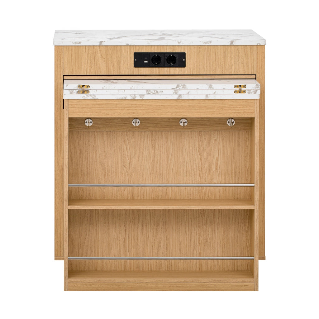 Tavolo da pranzo con 4 cassetti; vani e LED per cucina e soggiorno in MDF naturale