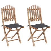 Sedie da Giardino Pieghevoli 2 pz con Cuscini in BambÃ¹ cod mxl 17401