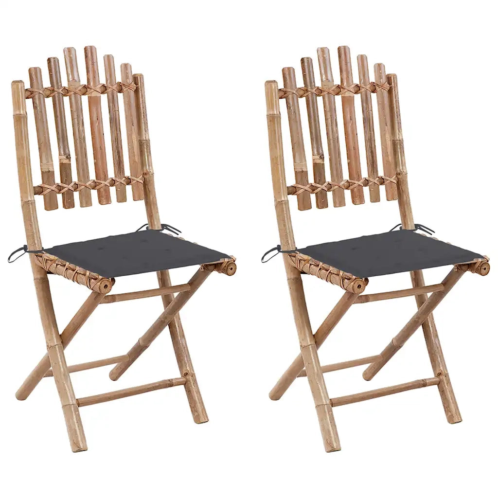 Sedie da Giardino Pieghevoli 2 pz con Cuscini in BambÃ¹ cod mxl 17401