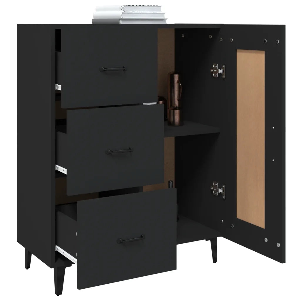 Credenza | Madia | Buffet da pranzo | Armadio da pranzo Nera 69,5x34x90 cm in Legno Multistrato