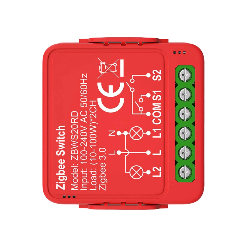 Interruttore Connesso Zigbee 3.0 Doppio 2x100W senza Neutro Vocale Rosso Nedis