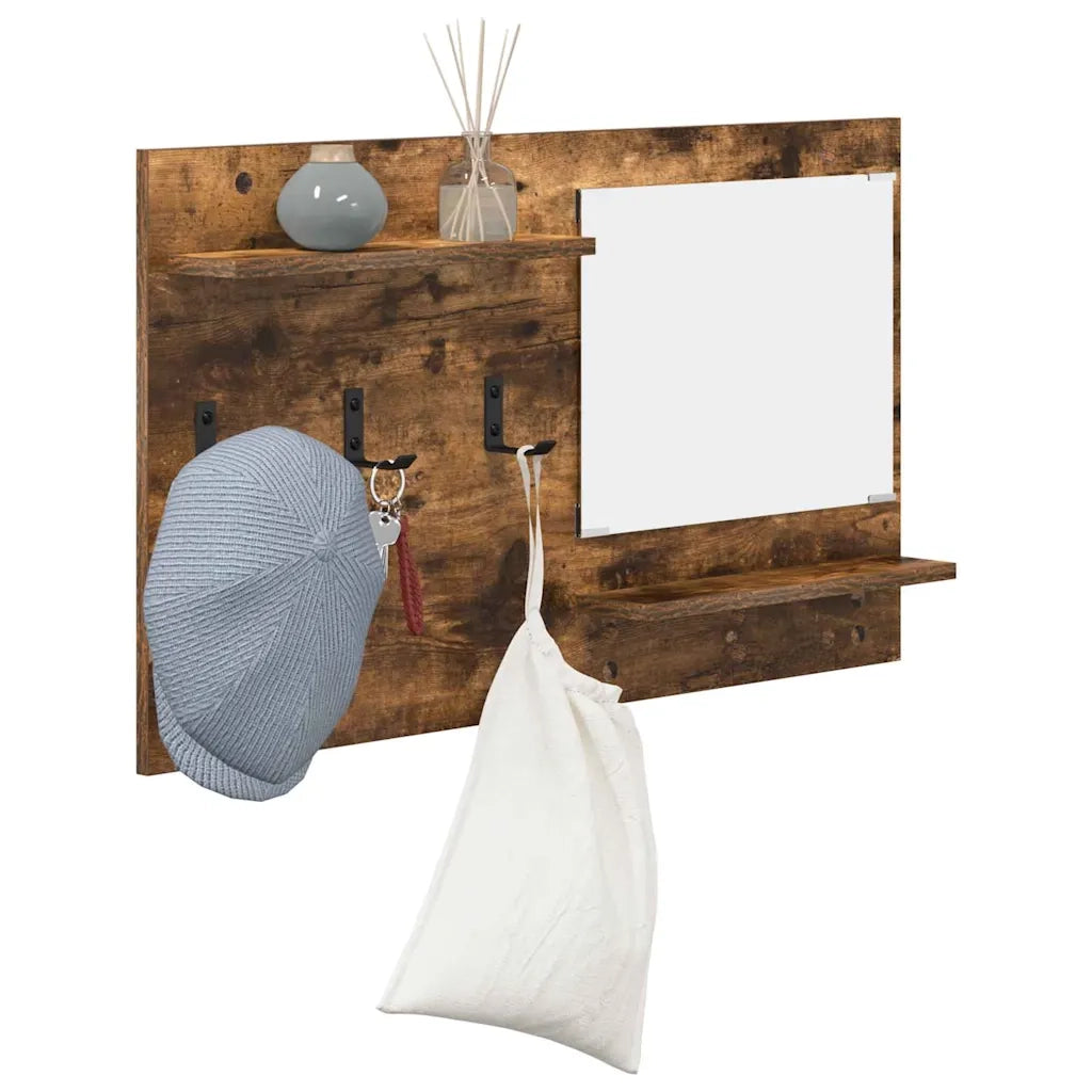 Appendiabiti a muro con lo scaffale Rovere fum¨¦ 90 x 10 x 50 cm CFW8162690