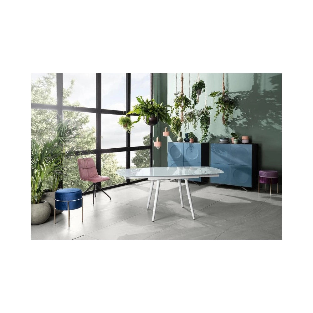 Tavolo Kyoto Four Allungabile in Vetro Temperato Bianco fino a 180cm