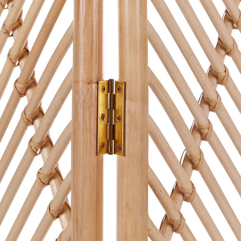 Divisorio per la stanza Luce naturale Telaio in rattan 3 pannelli Pieghevole Decorativo Schermo di vimini Divisorio