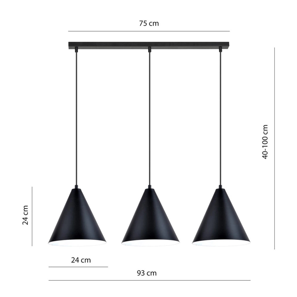 Lampada a sospensione REBEL in acciaio nero e bianco