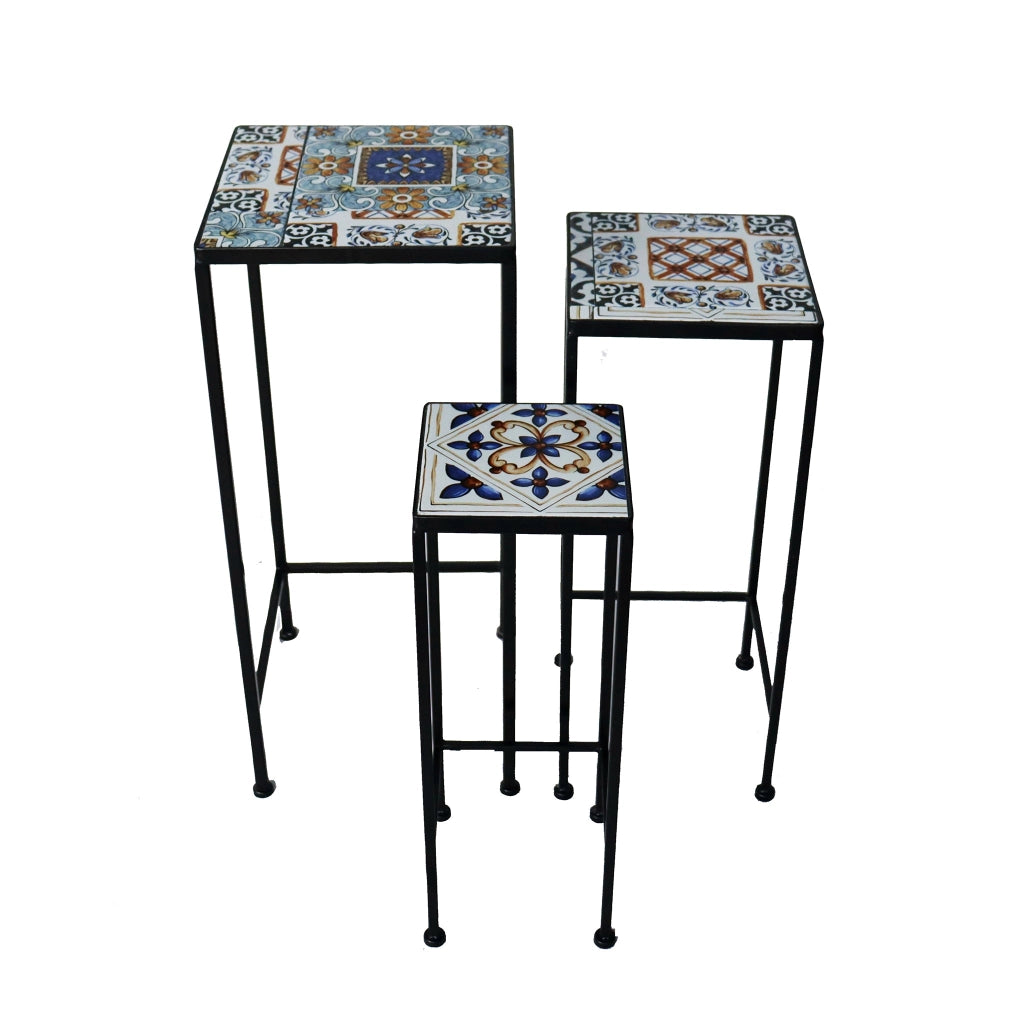 Set portavasi da esterno in acciaio e mosaico - JOELLE