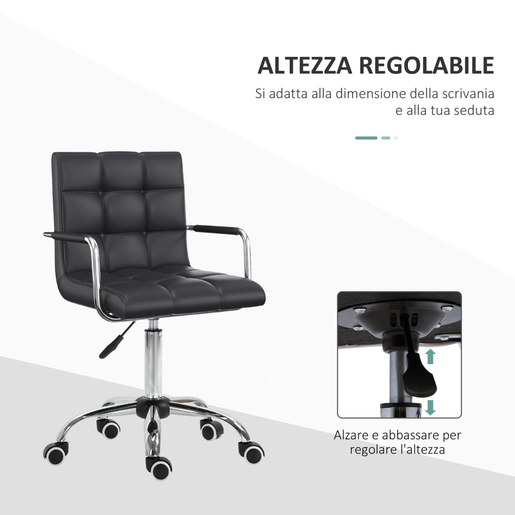 Sedia da Ufficio ¨C zephmum ¨C Pelle PU Nero 52.5x54x84-99cm