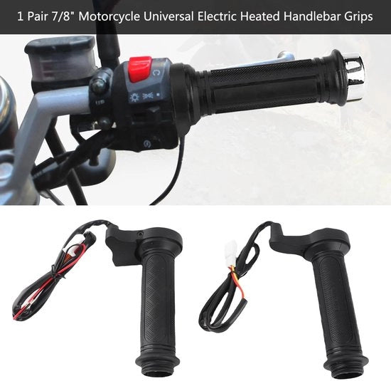 Manubri Antigrippaggio Elettrici Riscaldati - 1 Paar - 22 Mm (7/8 Pollici) - Manubri con Comfortevole Impugnatura - Manubri Riscaldati per Motocicletta/Fiat/Fotocrociatore