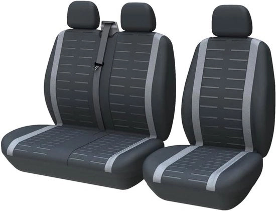 Hoes per sedile universale per le maggiori tipologie di autocarri, autobus, sedili 1+2 (3 posti) Hoes per sedile universale completo set, copertura lavabile stoffa grigia
