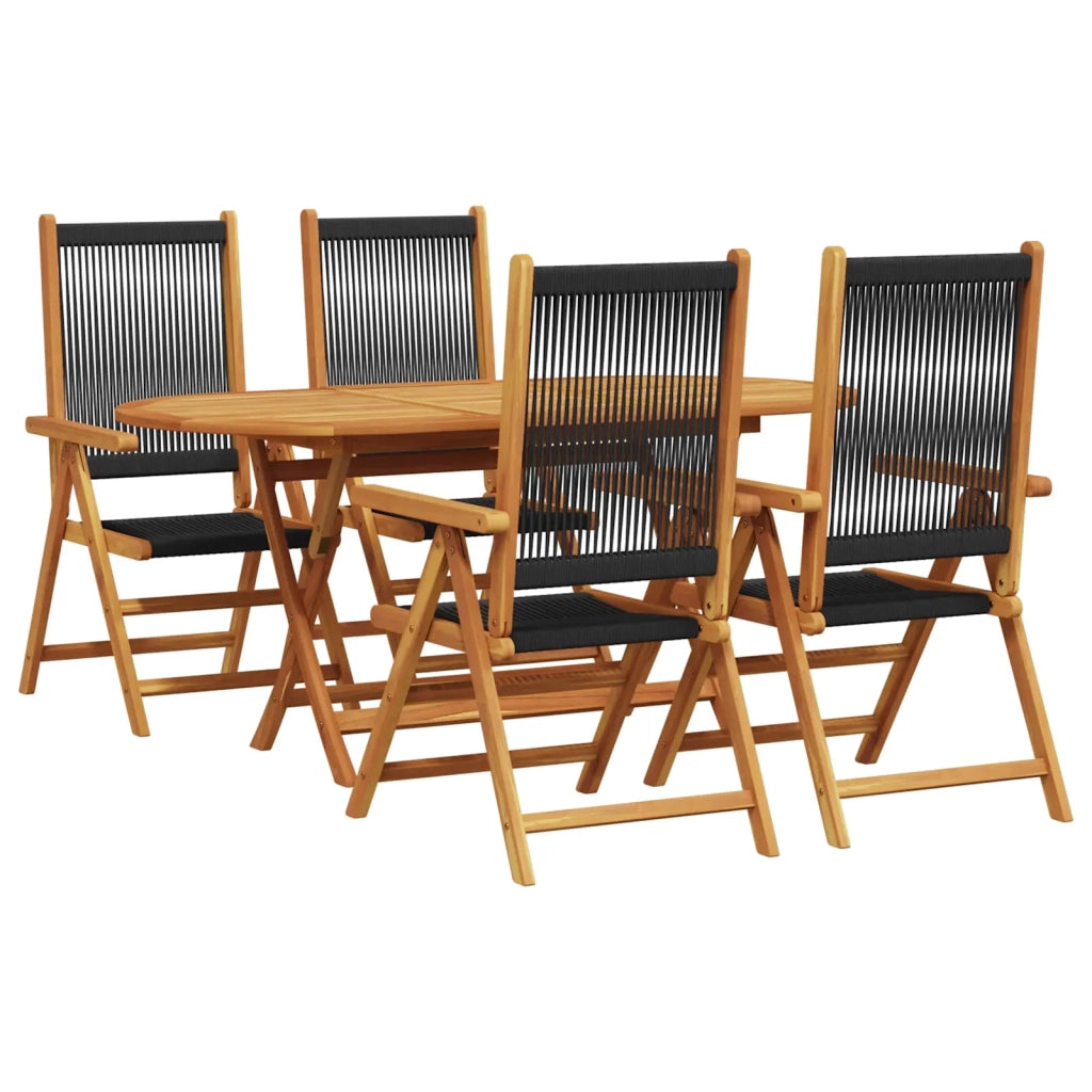 Set da Pranzo per Giardino 5 pcs Nero Legno di Acacia Massello 3375736