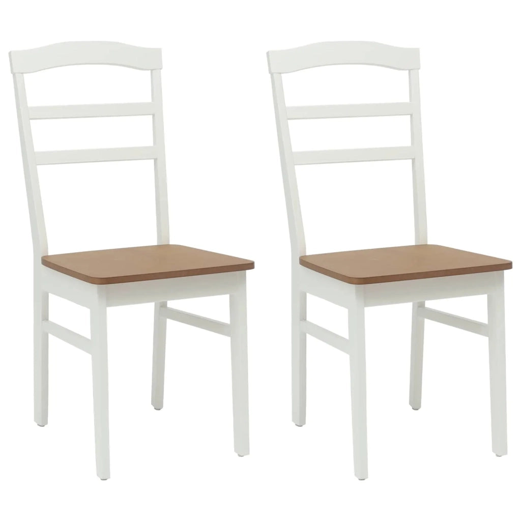 Sedia da pranzo 2 pcs Bianco e Naturale Legno di gomma solido 42020497