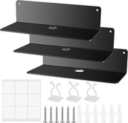Pannello di supporto da parete oscillante nero acrilico senza fori per bagno, soggiorno, cucina con clip per cavi.