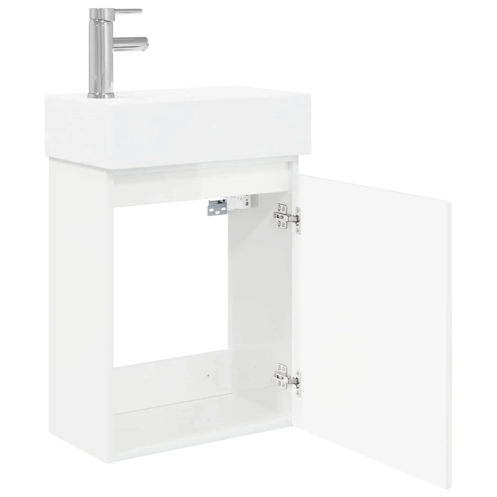 Mobile bagno con rubinetto Bianco Lucido 45,5 x 22,5 x 84 cm 889465