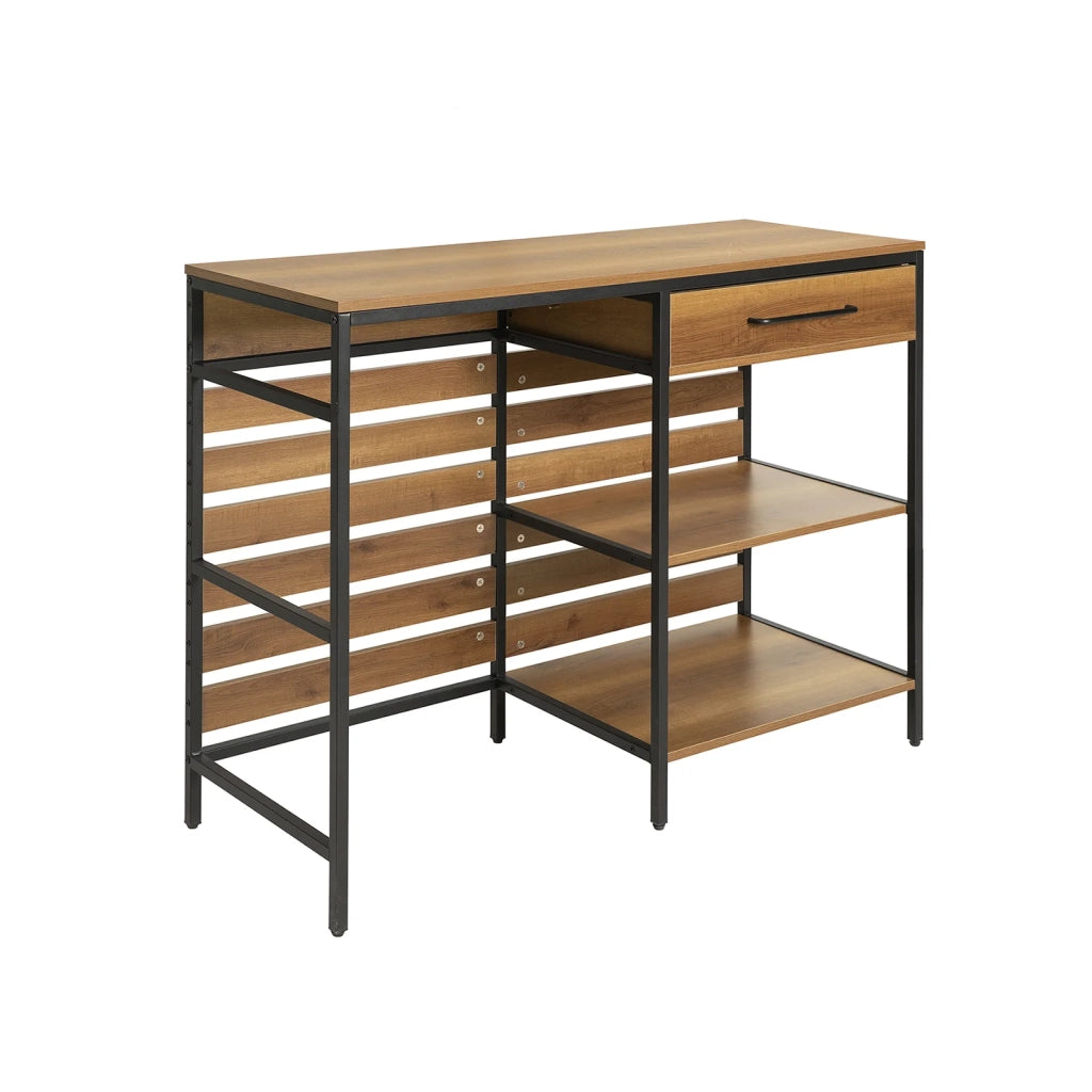 Credenza con 1 cassetto e 2 ripiani a giorno Cassettiera Armadio cucina Tavolo alto da Bar Vintage 120x45x90cm FSB71-PF