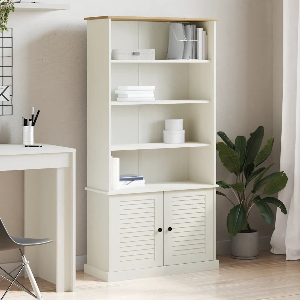 Libreria-Scaffale per Libri-Mobile di Stoccaggio VIGO 85x35x170 cm in Legno Massello di Pino Bianco