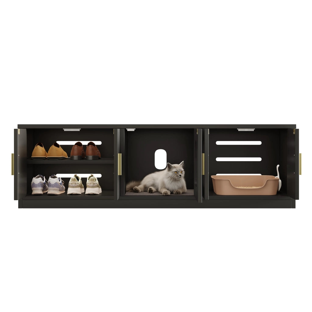 Mobile Toilette per Gatti con Tiragraffi ¨C MINIMAL ¨C Legno, 140x40x45,5 cm