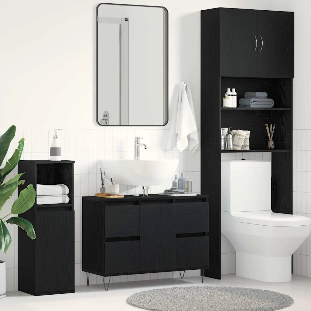 Armadio per Lavabo da Bagno Rovere Nero 80 x 33 x 60 cm 862894