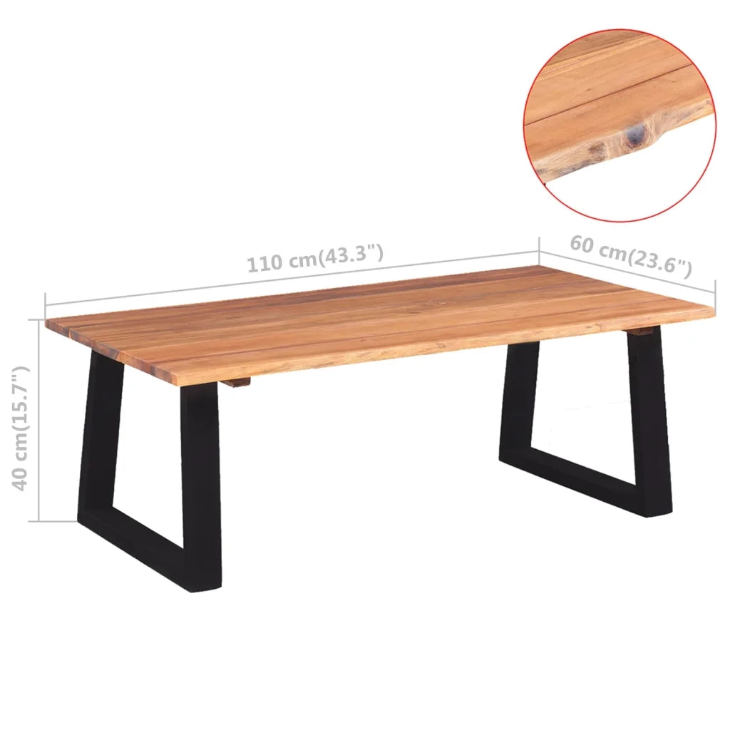 Tavolino da CaffÃ¨ in Legno Massello di Acacia 110x60x40 cm cod mxl 20680