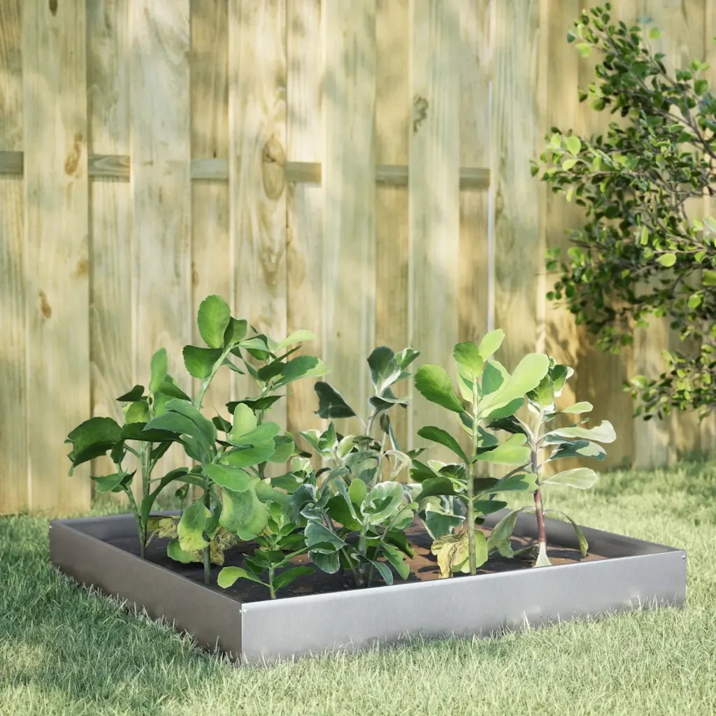 Fioriera Rialzata da Giardino 100x100x26 cm in Acciaio Zincato 851022