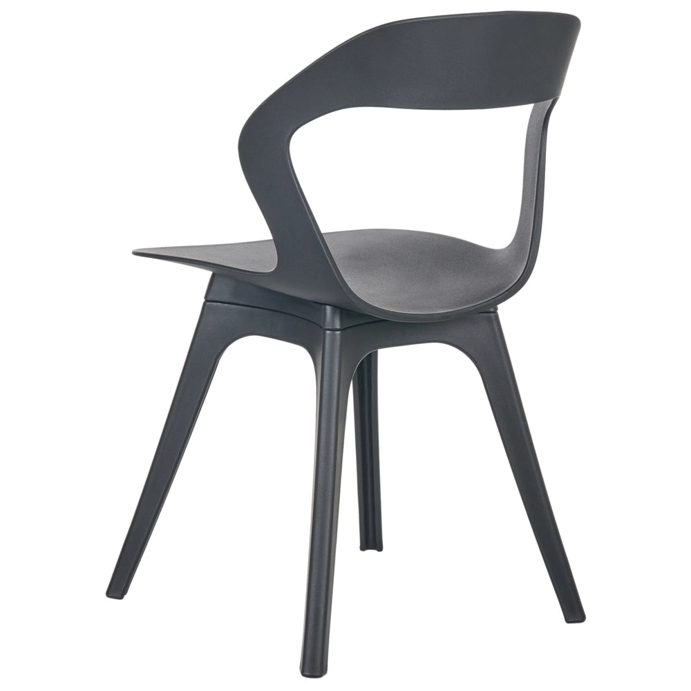 Set di 4 sedie da giardino in polipropilene nero, leggere, resistenti alle intemperie, in plastica, per interni ed esterni, moderne