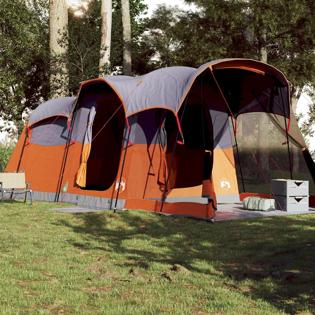 Tenda Familiare a Tunnel 8Persone Grigia Arancione Impermeabile 94787