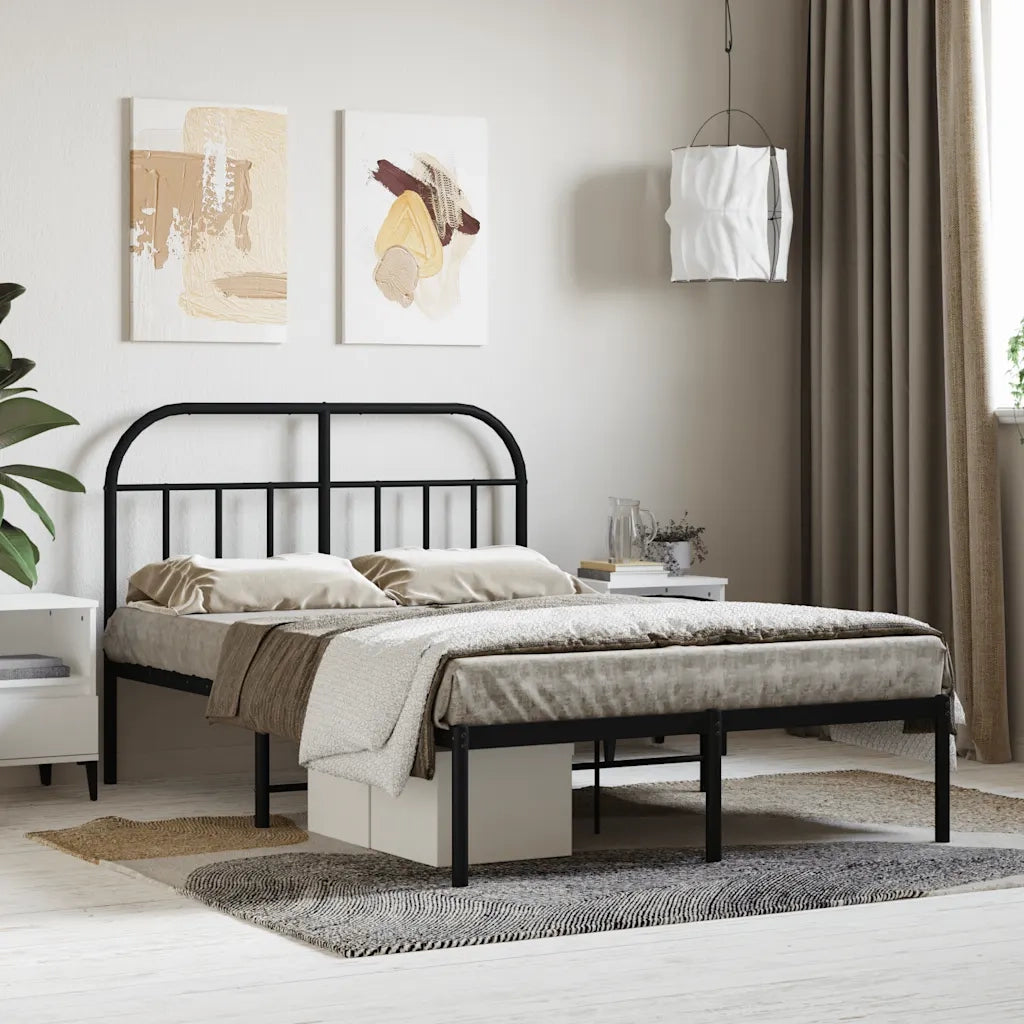 Giroletto con Testiera-Struttura Letto con testiera in Metallo Nero 120x200 cm 394466