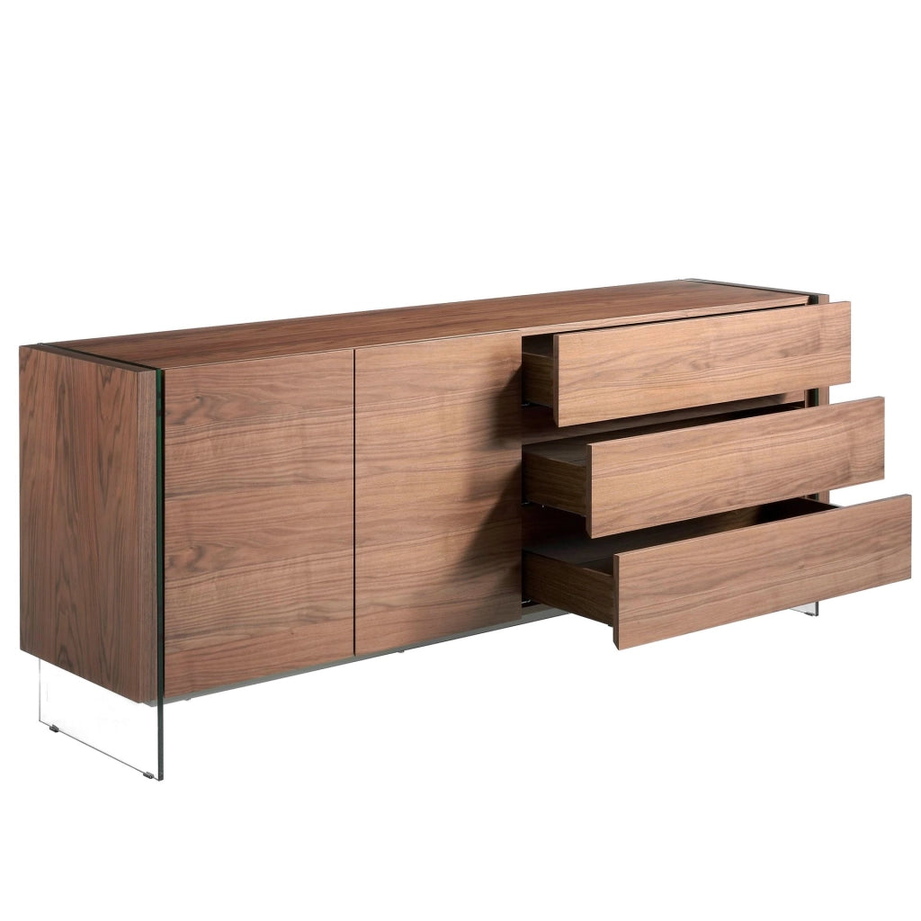 Credenza in noce e vetro temperato