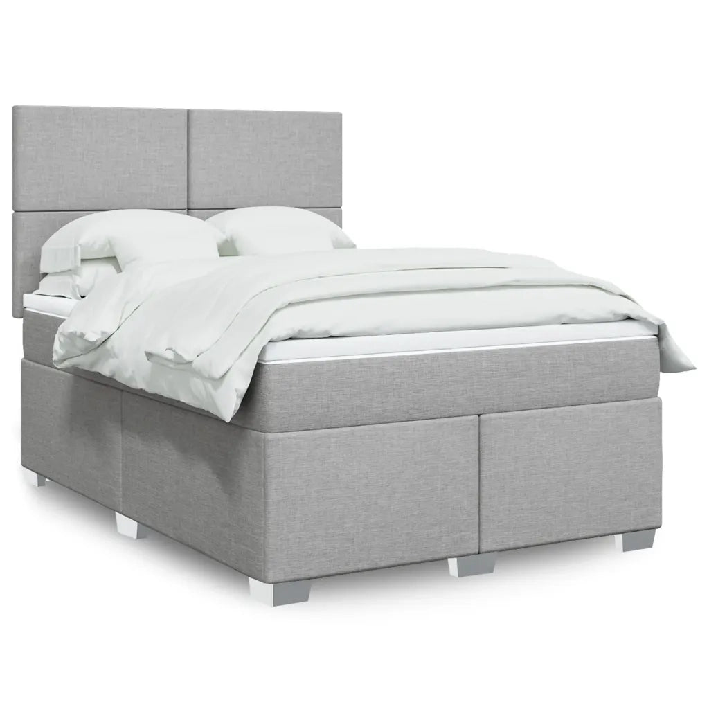 Giroletto a Molle con Materasso Grigio Chiaro 140x200cm Tessuto