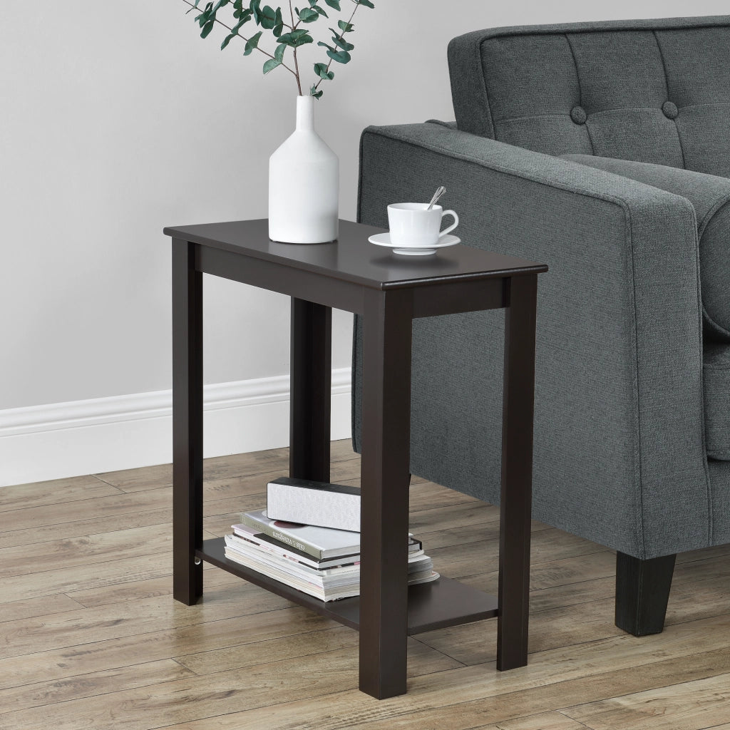 Tavolino Laterale Chur da Divano con Ripiano 61 x 60 x 30 cm - Color Caffè [en.casa]