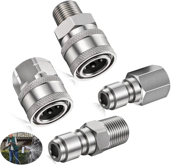 Connettori per pompa ad alta pressione, 1/4 pollici, connettori NPT 1/4 pollici, pezzi di connessione per pompa ad alta pressione con filo interno (argento)