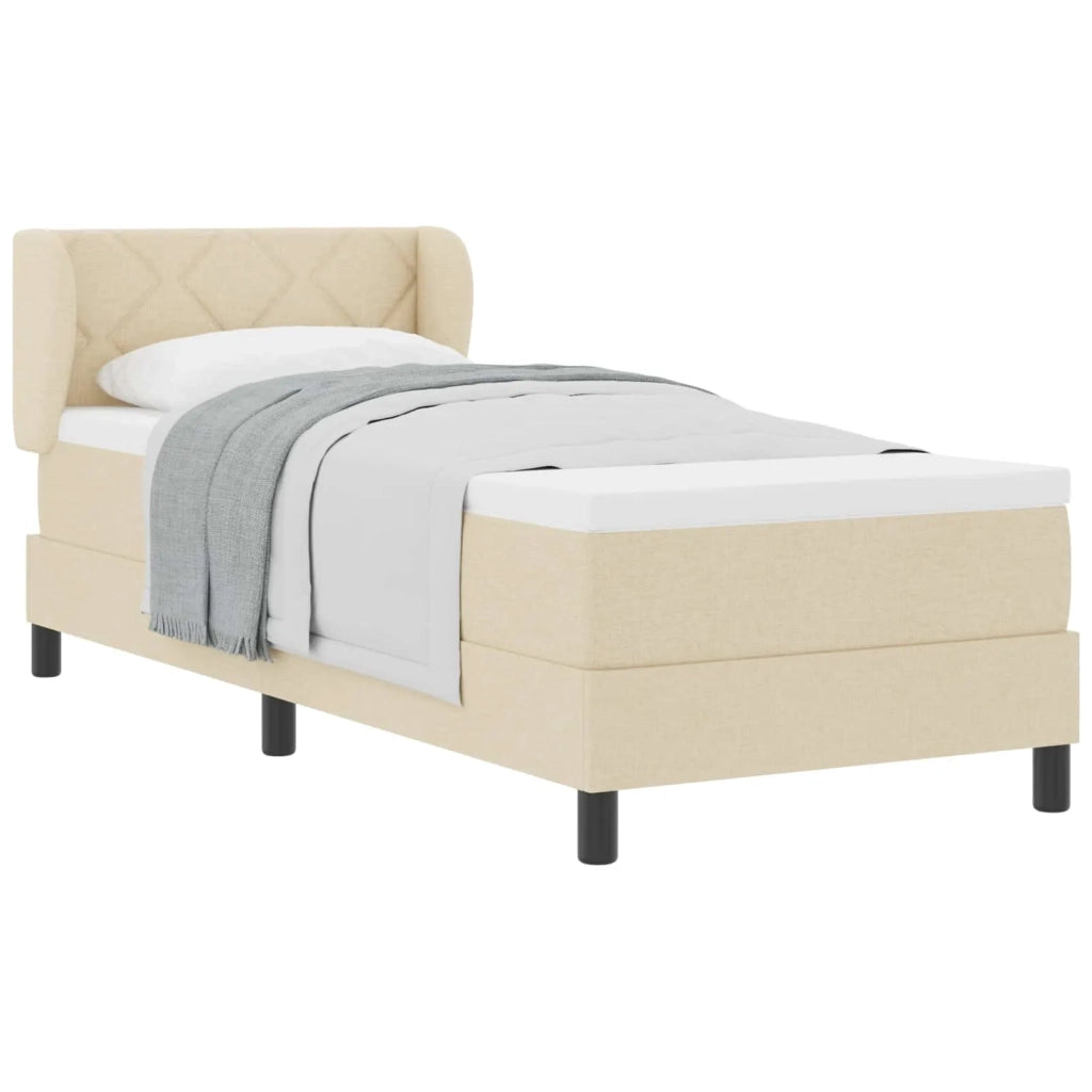 Letto a molle con materasso Crema 80 x 200 cm Tessuto