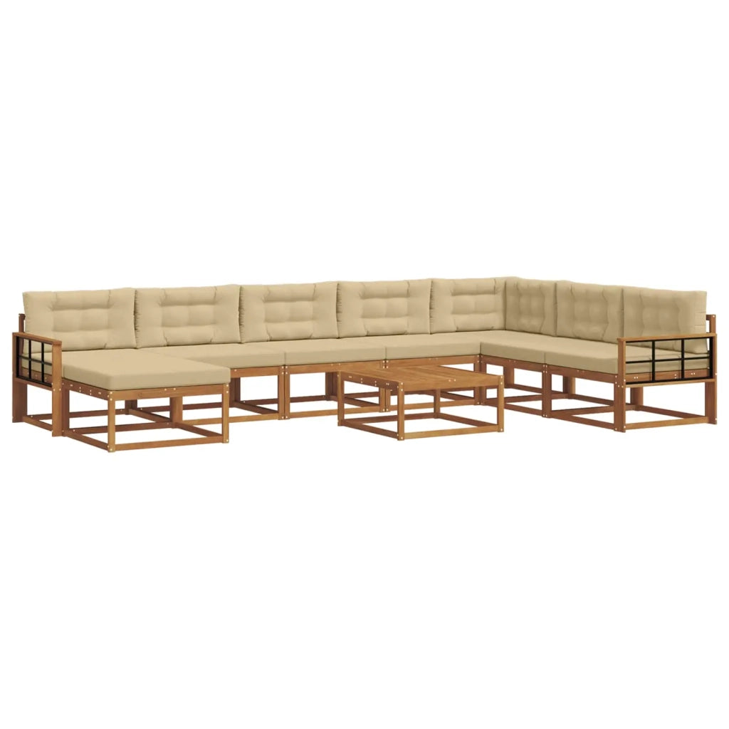 Set di divani da esterno con cuscino 9 pcs Naturale e Beige