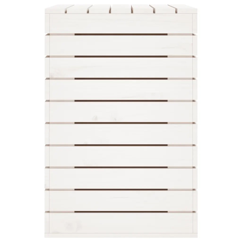 Cesto per Bucato Bianco 88,5x44x66 cm Legno Massello Pino 832320