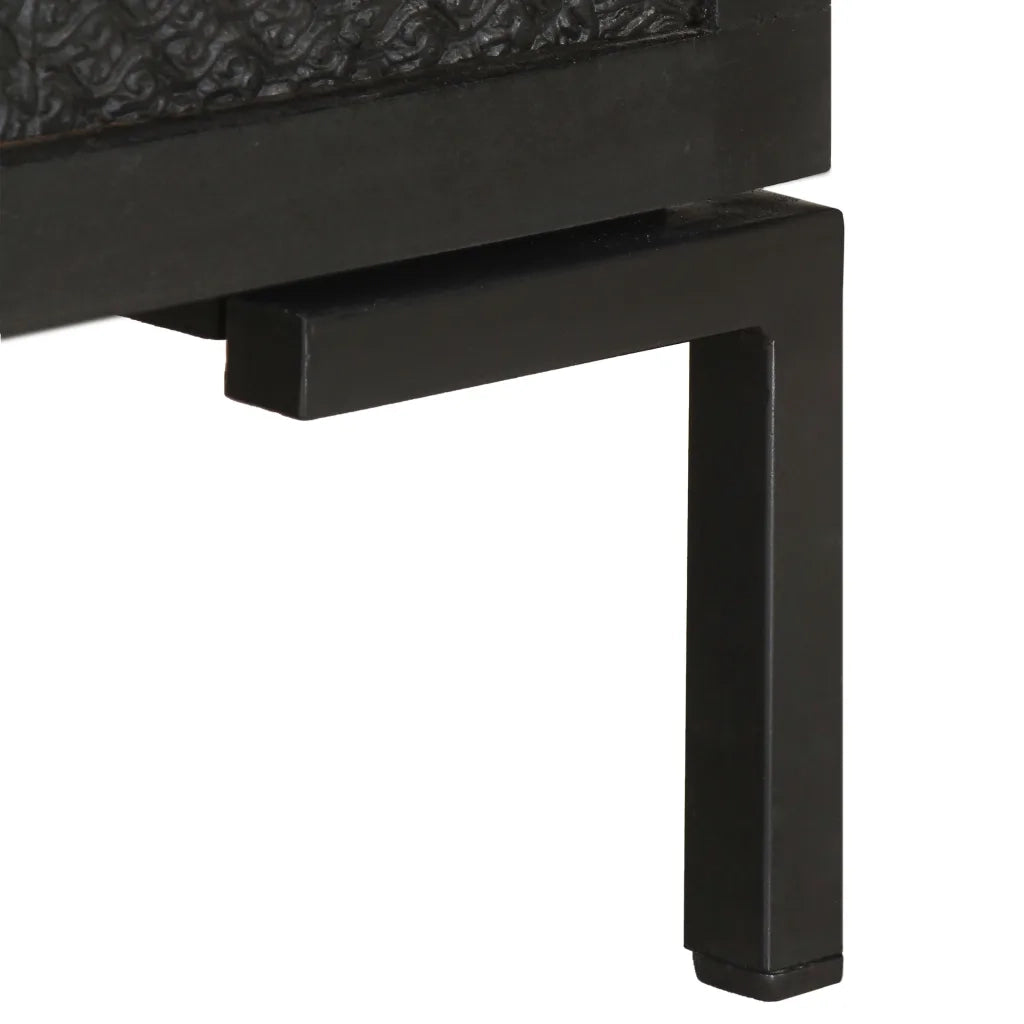 Mobile Porta TV Nero 115x30x46cm in Legno Massello di Mango 323577
