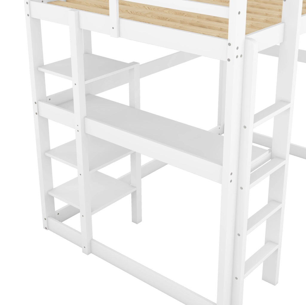Letto a soppalco per bambini 140x200 cm con scrivania