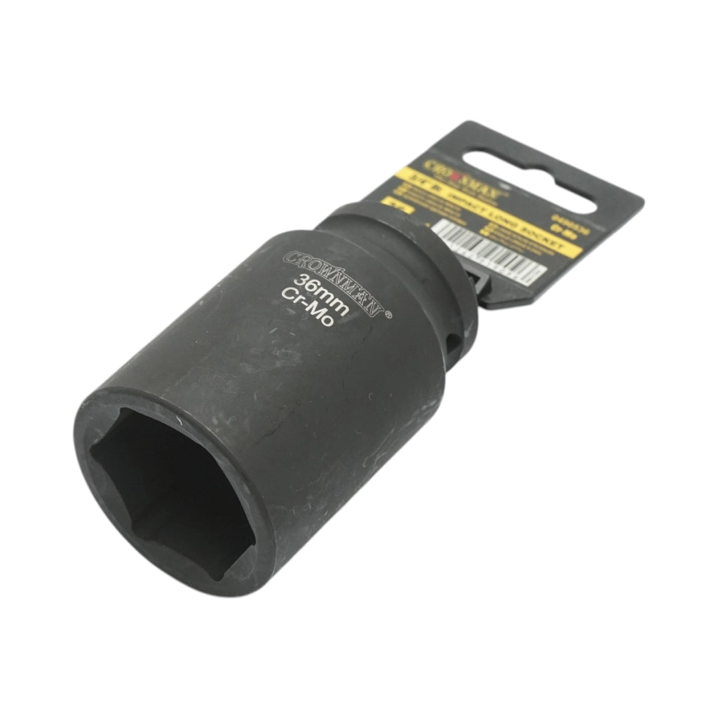 Chiave a bussola a impatto Crownman da 36 mm, attacco quadro da 3/4" in acciaio Cr-Mo