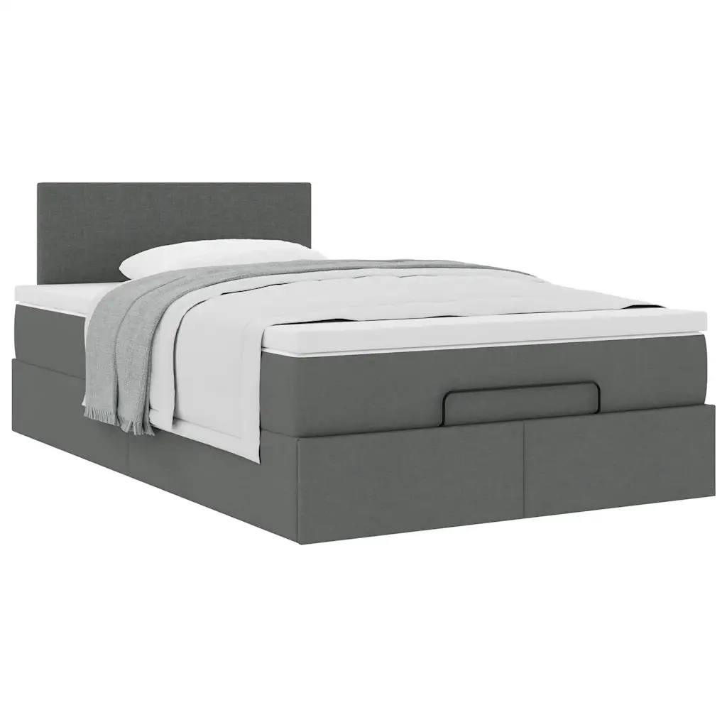 vidaXL Pouf Letto con Materasso Grigio Scuro 120x200 cm in Tessuto
