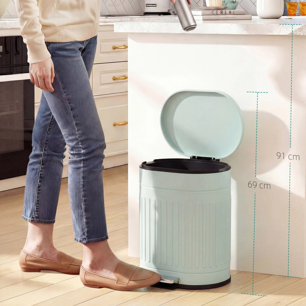 Secchio per rifiuti 20L con coperchio pedale e cestino interno estraibile ¨C zephmum ¨C Verde 36,5x31,2x45 cm